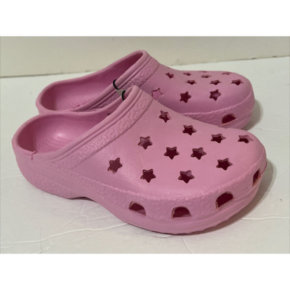 BOBBIE BROOKS GIRLS STAR DESIGN CLOGS SHOES SIZE L 2/3 PINK BEACH POOL NEW C5 - Picture 6 of 11